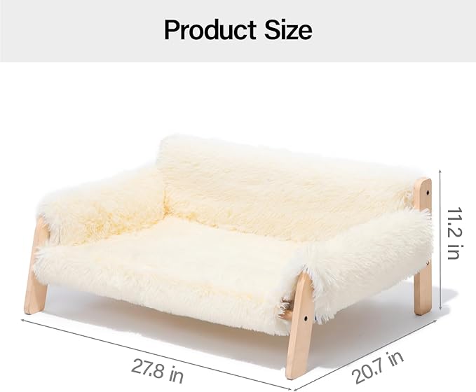 MEWOOFUN Cat Couch Bed, Pet Sofa for Indoor Cats Wooden Indoor Pet Furniture Elevated Cat Beds with Removable Mattress Cover Suitable for Kitty, Puppy or Small Animal