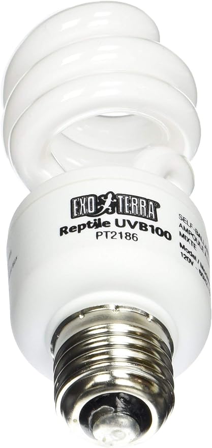 Exo Terra Repti Glo 5.0 Tropical Terrarium Lamp, Compact Fluorescent Reptile Bulb, 13 Watts, PT2186A1, whites & tans