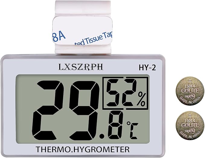 Reptile Hygrometer Thermometer LCD Display Digital Reptile Tank Hygrometer Thermometer with Hook Temperature Humidity Meter Gauge for Reptile Tanks, Terrariums, Vivarium (4 packs)