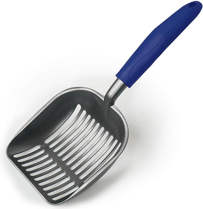 Metal Cat Litter Scoop - Non Stick Aluminum Alloy Aluminum cat Litter Scooper, Solid and Durable Oversized Metal Litter Scoops, Solid Metal, Fecal screening, Solid Handlel Blue