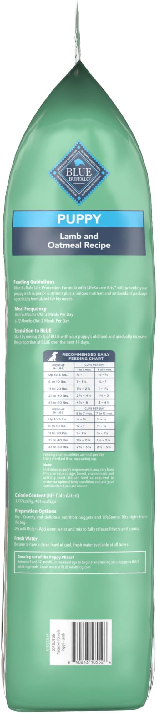 Blue Buffalo Life Protection Formula Natural Puppy Dry Dog Food, Lamb and Oatmeal 30-lb