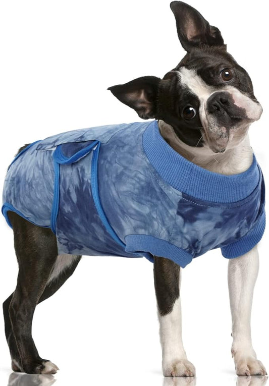 FUAMEY Recovery Suit for Dogs After Surgery,Soft Breathable Dog Bodysuit E-Collar & Cone Alternative Surgical Suit,Male Female Dog Neuter Spay Suits Anti Licking Wounds Onesie Blue Tie Dye M