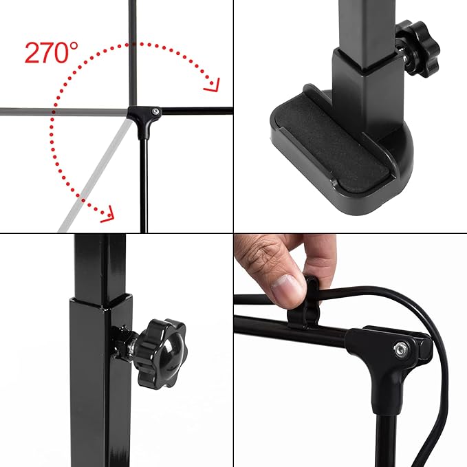 REPTI ZOO Reptile Dual Lamp Stand Adjustable Light Holder Lamp Hanging Bracket Metal Support for Reptile Glass Terrarium Heating Light Amphibians Cage