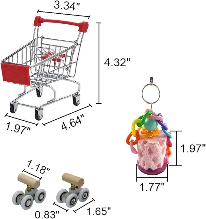 Bird Intelligence Toys Desktop Basketball Toy Shopping Cart Training Rings Mini Sneakers Roller Skates Grinding Chew for Parrot Parakeet Cockatiel Conure Cockatoo (7 Pack)