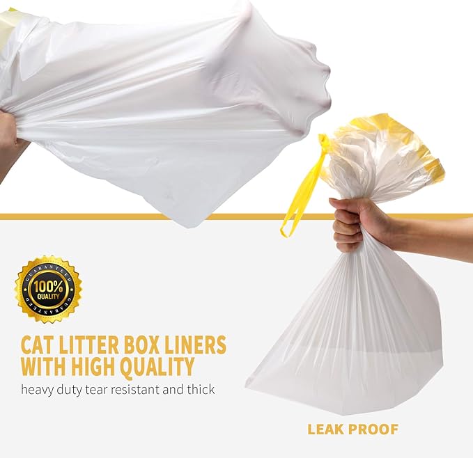 KONE Cat Litter Box Liners Jumbo 45 x 18 inch Heavy Duty Drawstring Bags 20 Count