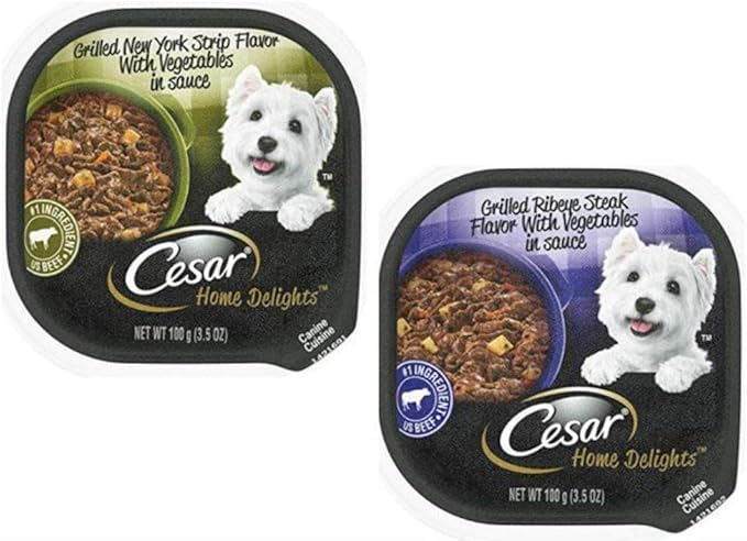Cesar Home Delights Wet Dog Food - 8 Flavor Variety Pack, 3.5 Oz Each - Pack of 8 Plus My Buddy Notepad (9 Items Total)