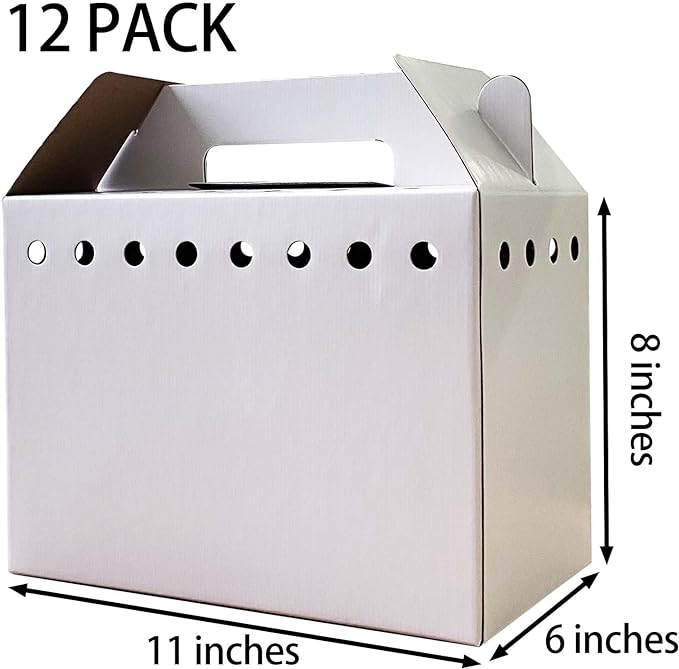 Cardboard Pet Carriers for Small Animals, Hamsters, Gerbils, Birds, Reptiles, Disposable Cardboard Pet Carrier 12 Pack