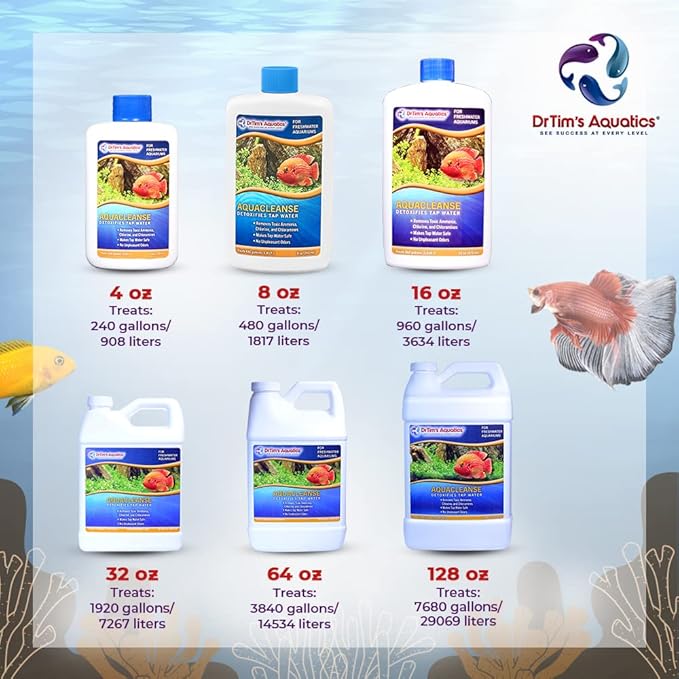 DrTim’s Aquatics AquaCleanse for Freshwater Aquariums – Tap Water Detoxifier: Dechlorinator & Ammonia Remover for New & Cycled Fish Tanks 16 oz.