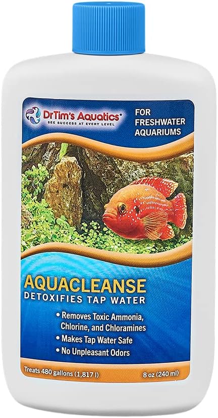 DrTim’s Aquatics AquaCleanse for Freshwater Aquariums – Tap Water Detoxifier: Dechlorinator & Ammonia Remover for New & Cycled Fish Tanks 8 oz.