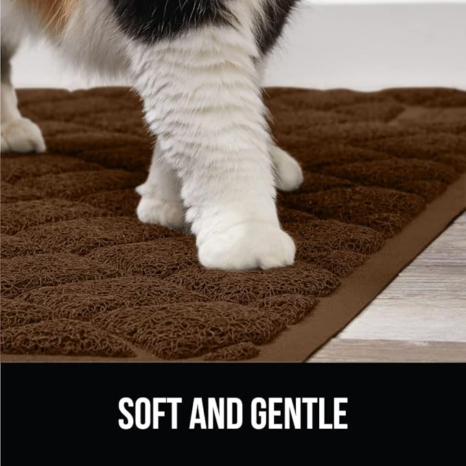 The Original Gorilla Grip Water Resistant Cat Litter Box Trapping Mat 32x32, Easy Clean, Textured Backing, Traps Mess for Cleaner Floors, Less Waste, Stays in Place for Cats, Soft on Paws, Brown