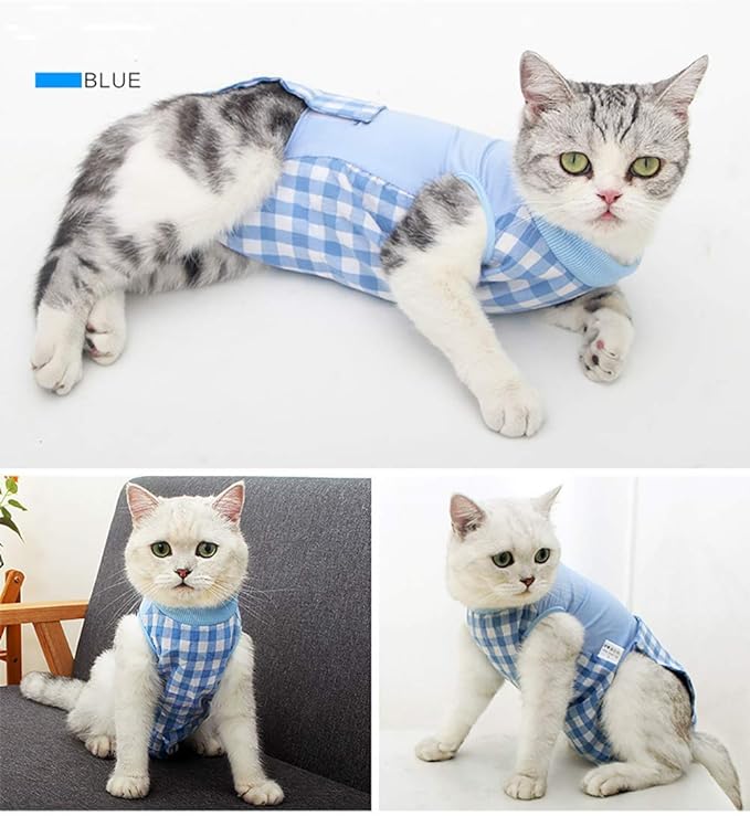 Cat Recovery Suit for Abdominal Wounds or Skin Diseases, Cat Onesie for Cats After Surgery Female Kitten Recovery Suit, Breathable E-Collar Alternative for Cats After Spay Anti Licking Wounds