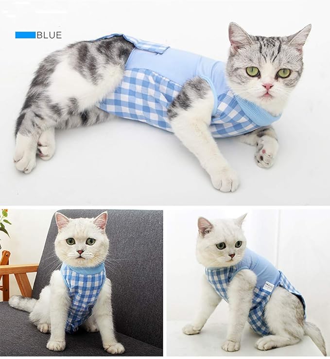 Cat Recovery Suit for Abdominal Wounds or Skin Diseases, Cat Onesie for Cats After Surgery Female Kitten Recovery Suit, Breathable E-Collar Alternative for Cats After Spay Anti Licking Wounds