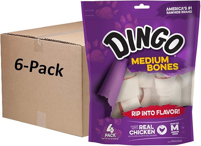 Dingo Medium Rawhide Bone Chew For Dogs, 24 Ct