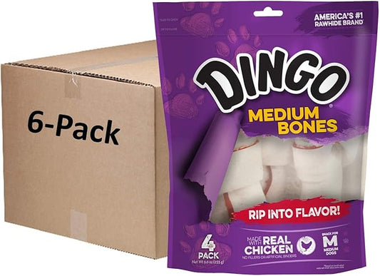Dingo Medium Rawhide Bone Chew For Dogs, 24 Ct
