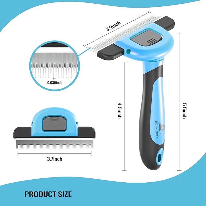 Bonve Pet Grooming Brush, Professional Deshedding Comb Tool for Dogs & Cats, Effectively Reduces Shedding by up to 95% for Short Medium and Long Pet Hair