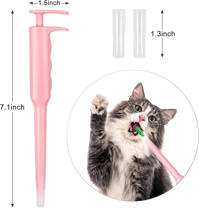 Sarini Pet Pill Dispenser-Pet Piller Gun Oral Tablet Capsule, Pet Pill Plunger Popper with Pusher Pet Pill Feeder for Dogs Cats and Small Animals (Pink)