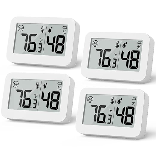 Mini Hygrometer Indoor Thermometer, Humidity Gauge with Switch (℃/℉), Humidity Meter Digital Temperature Monitor for Humidors Greenhouse Babyroom Cellar Reptile Incubator Closet (4)