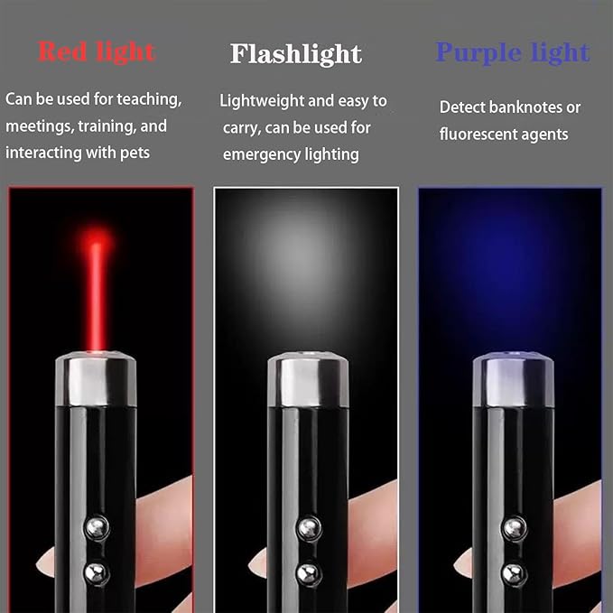 6PCS Mini Red Laser Pointer Cat Toy Interactive Training Tools White LED Torch Light Pet Supplies