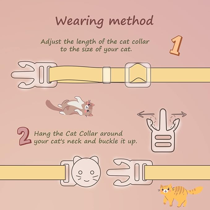 2 Pack Cotton Breakaway Cat Collars with Bell,Yellow & Purple Egg Cat Paw Pendant Cute Cat Collar Kitten Collar,Ideal for Girl Cats Boy Cats