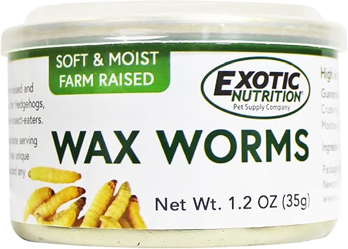 Canned Wax Worms (1.2 oz.) - Healthy High Protein Insect Treat - Hedgehogs, Sugar Gliders, Reptiles, Wild Birds, Chickens, Lizards, Bearded Dragons, Skunks, Opossums, Fish, Amphibians, Turtles