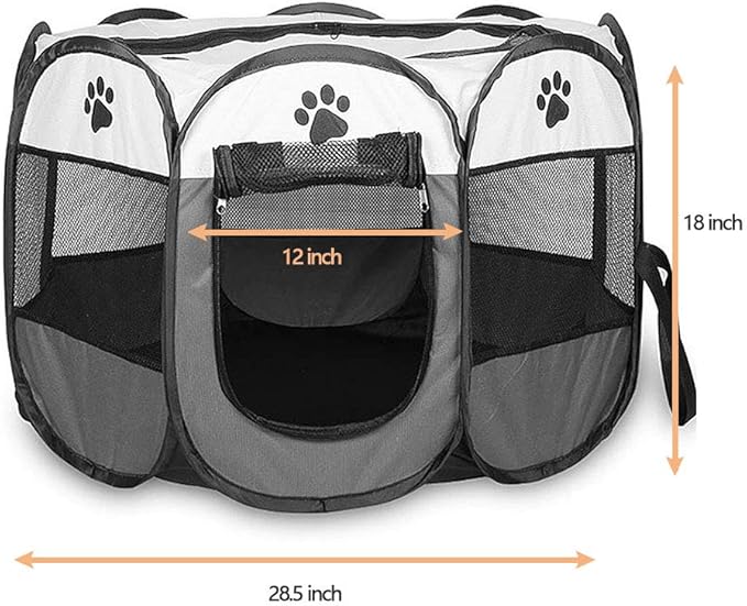 Pet Playpen, Foldable Dog Playpens, Portable Exercise Kennel Tent for Puppies/Dogs/Cats/Rabbits, Dog Play Tent with Removable Mesh Shade Cover for Travel Indoor Outdoor Using(Small)