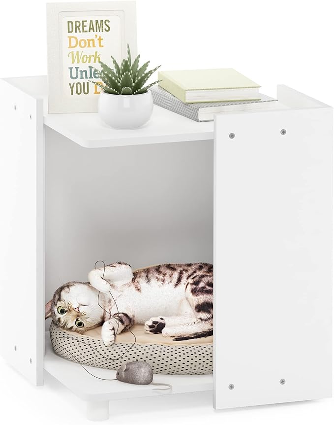 Furinno Peli Litter Box Enclosure, Solid White