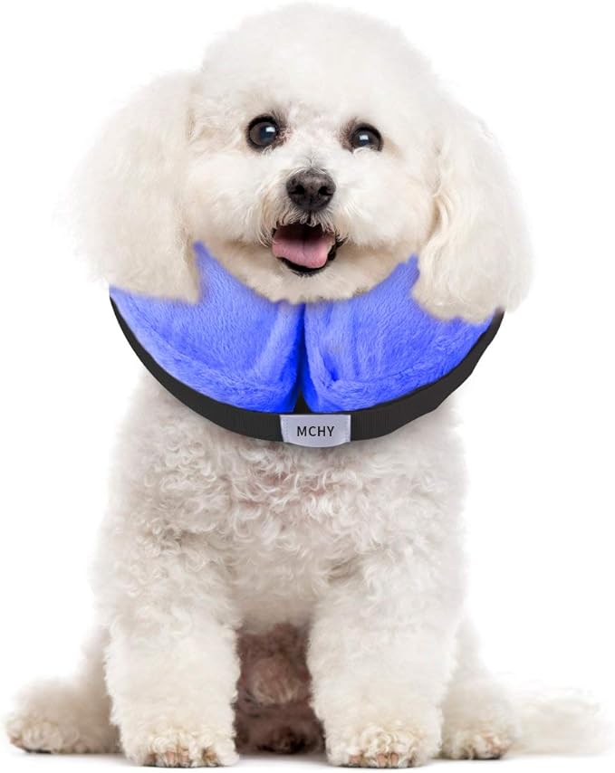 Inflatable Dog Cone,Adjustable Recovery Collar for Dogs After Surgery,Prevent from Biting & Scratching,Not Block Vision（Blue S）