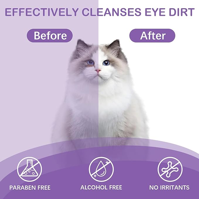 100 Counts Pet Dog Eye Wipes for Dogs & Cats, Soft Gentle Tear Stain Remover Wipes, Non-Irritant Presoaked Eye Wash Pads, Natural Unscented Pet Eye Wipes for Remove Tear Stain, Eye Debris, Discharge