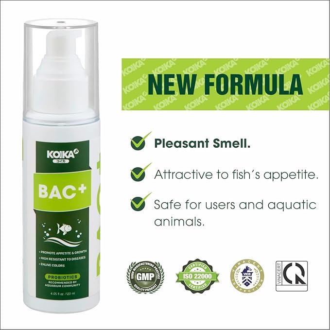 BAC+ Aquarium Probiotics, Pleasant Smell, Immunity Boosting, Disease Resistance (BAC+ (New Formula), 120ml)