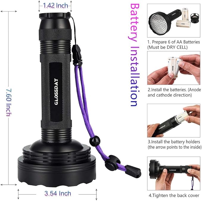 Blacklight Flashlight,128 LED UV Flashlights, Upgraded Bright Ultraviolet Flashlight Professional Black Light for Dog/Cat, Hunting Scorpions