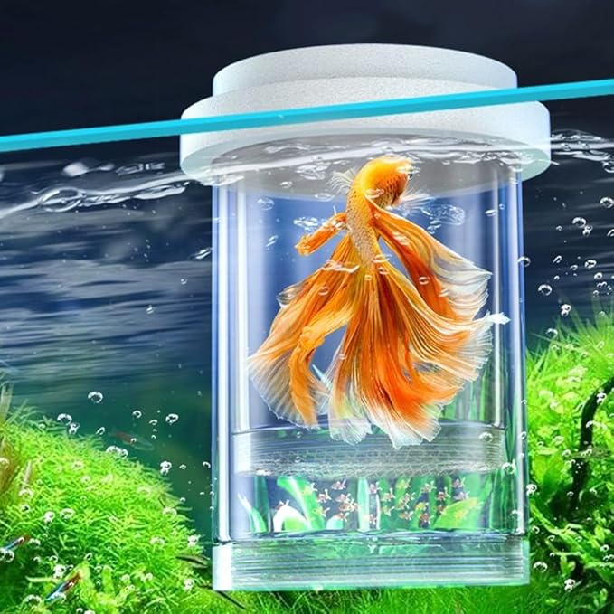 Aquarium Fish Tank Hatchery Incubator Breeding Box, Fish Spawning Room Breeding Box with Layering Breeding Tank Baby Fishes Shrimp Clown Fish 5.1 * 3.9 * 3.9 inch