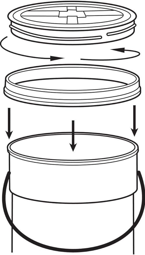 Gamma2 Seal Lid - Pet Food Storage Container Lids - Fits 3.5, 5, 6, & 7 Gallon Buckets, White, 4122E, Made in USA, Fits a 3.5 to 7 Gallon Bucket