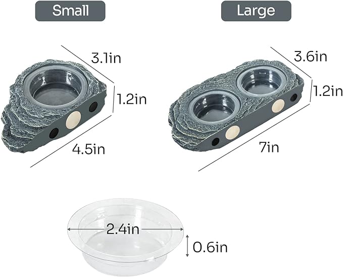 REPTIZOO Reptile Magnetic Feeder Ledge, Single Bowl Reptile Food Dish with 3PCS Feeding Cups Food Water Feeder for Crested Gecko Lizard Chameleon Pets