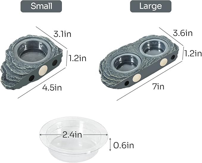 REPTIZOO Reptile Magnetic Feeder Ledge, Double Bowl Reptile Food Dish with 6PCS Feeding Cups Food Water Feeder for Crested Gecko Lizard Chameleon Pets