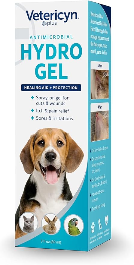 Vetericyn Plus Dog Wound Care Hydrogel Spray | Healing Aid and Wound Protectant, Sprayable Gel to Relieve Dog Itchy Skin, Safe for All Animals. 3 Ounces