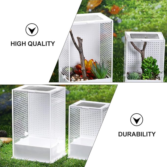 POPETPOP 2 Pcs Villa Box Reptiles Glass Containers Snail Terrarium Tank Tarantula Herpcult Acrylic Climbing Pet White Gecko Lizard Terrarium Reptile Habitat