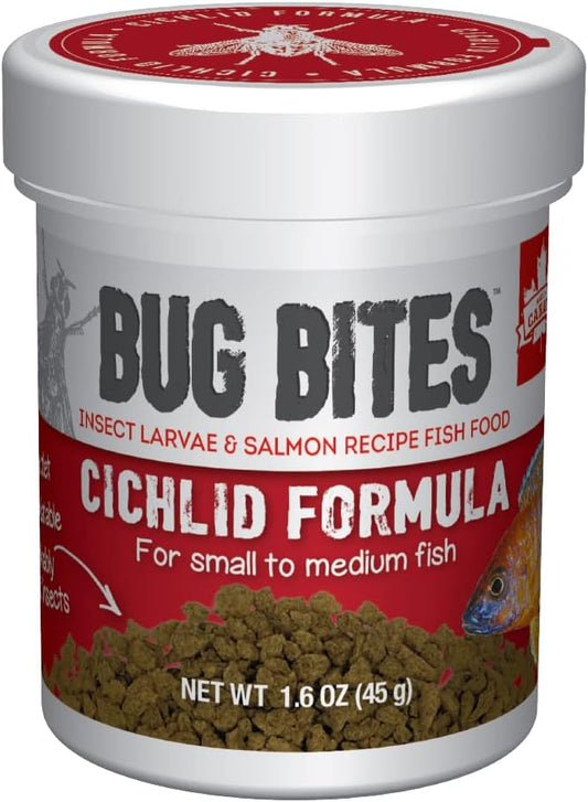 Fluval Bug Bites Cichlid Fish Food, Granules for Small to Medium Sized Fish, 1.59 oz., A6580