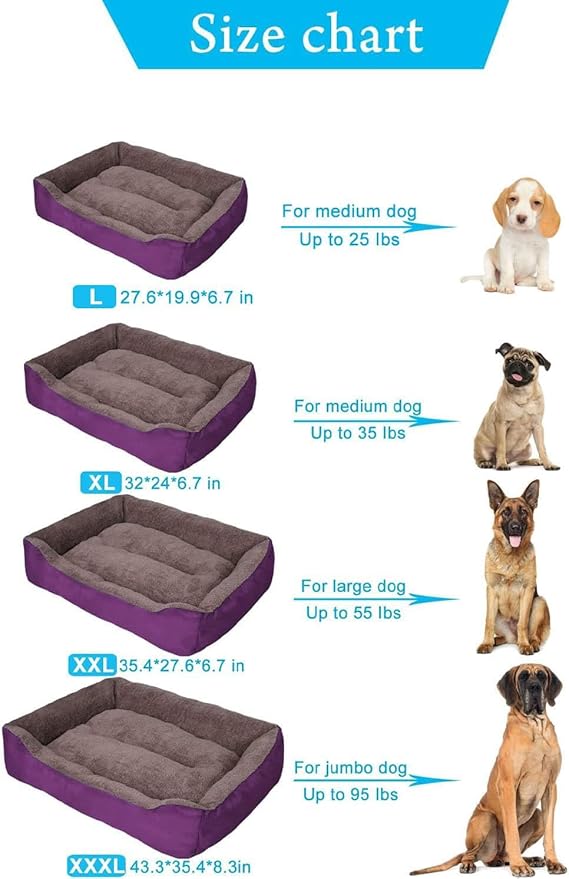 PUPPBUDD Dog Beds for Medium Dogs, Washable Dog Bed Comfortable and Breathable Pet Bed Rectangle Warming Dog Bed for Medium Dogs