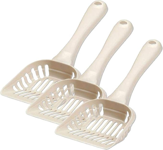 Petmate Litter Scoop for Cats, Large Size, Bleached Linen (Pack of 3)