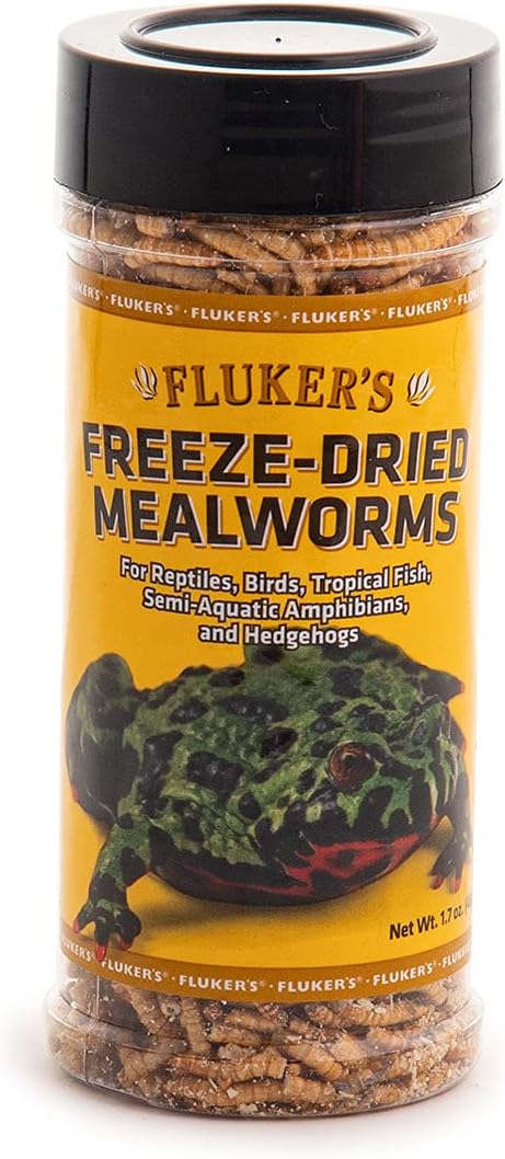 Fluker's Freeze Dried Insects, Nutrient, Packed Mealworms, Ideal for Lizards, Reptiles, Birds, Fish, Hedgehogs, 1.7 oz