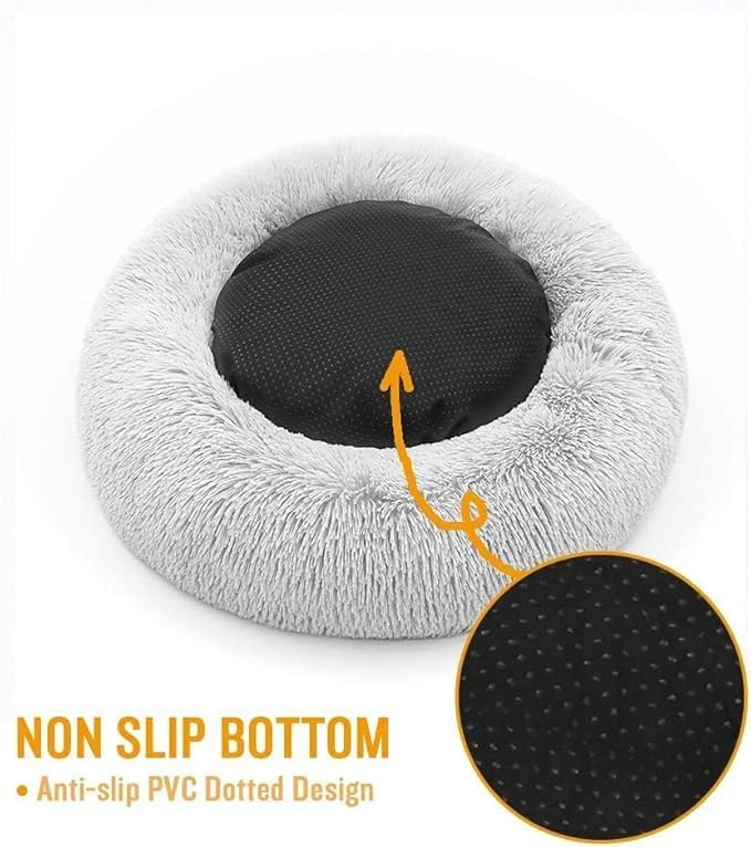Cat Beds for Indoor Cats - Cat Bed Washable 20/24 inches, Dog Beds for Small Medium Dogs, Anti Anxiety Round Fluffy Plush Faux Fur Cat Bed,Thick Bottom Keep Pets Off The Cold Tile