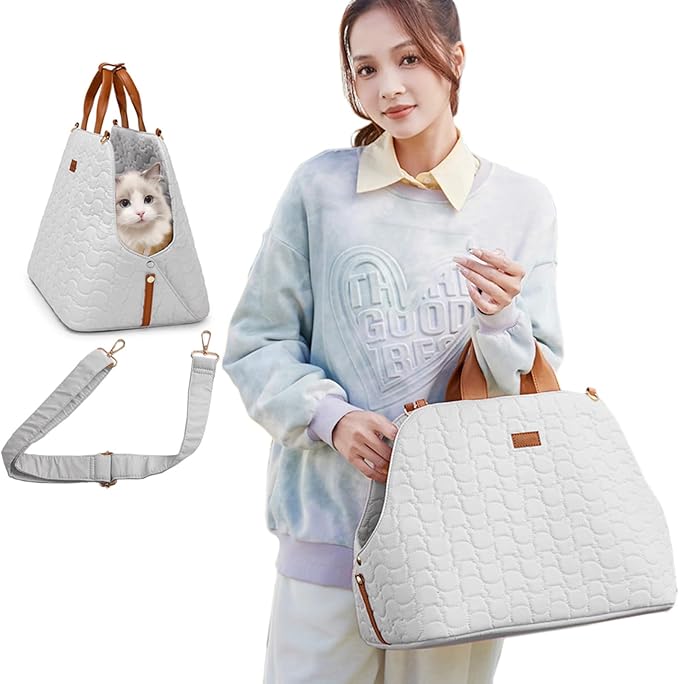 Small Dog Carrier Bag Woman,Puppy Purse Cat Pups Kennel,Car Seat,Breathable Mesh Soft Cushion,Traveling Pets Tote for Hiking Picnic Outdoor (Grey)