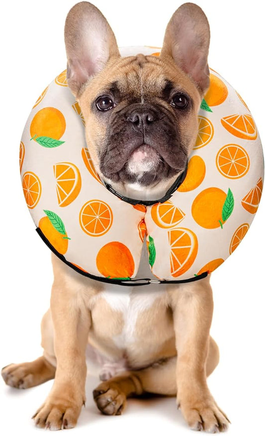 Dog Cone Collar for Small Medium Large Dogs for After Surgery, Pet Inflatable Neck Donut Collar Soft Protective Recovery Cone for Dogs and Cats - Alternative E Collar Does Not Block Vision - Orange,M