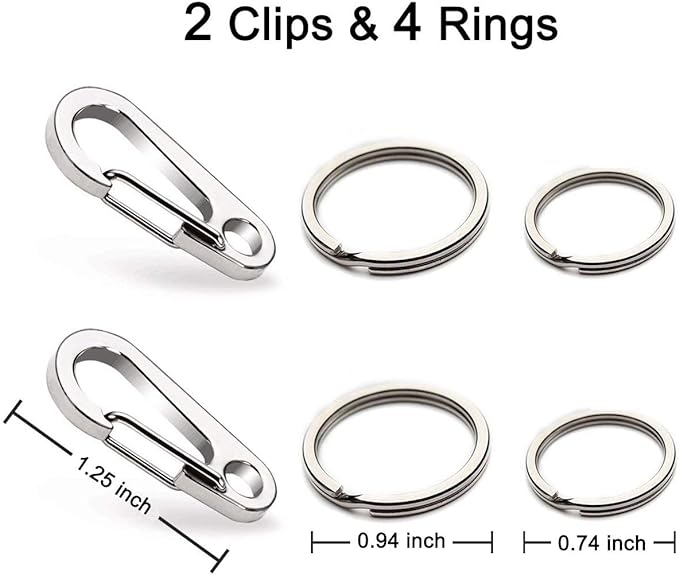 2 Pack Dog Tag Clips, Stainless Steel Heavy Duty Quick Clips Pet ID Tag Holder for Dog/Cat Collar and Harness