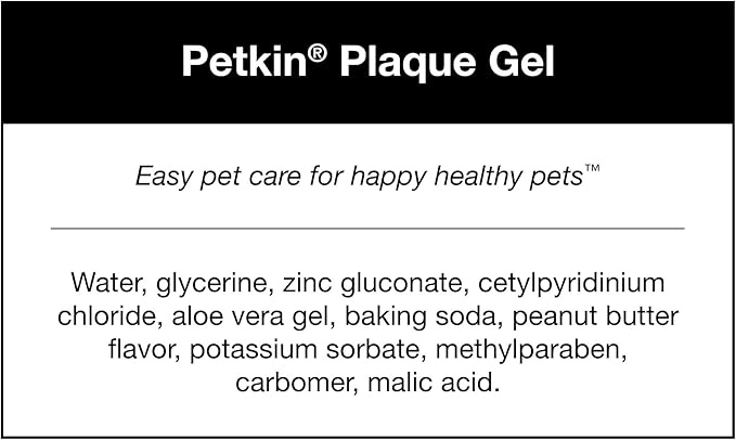 Petkin Plaque Remover Gel, Peanut Butter – Cleans Teeth and Gums, Removes Plaque and Tartar - Freshens Breath and Whitens Teeth with Baking Soda - Ideal for Daily Use, No Brushing or Rinsing - 4 fl oz