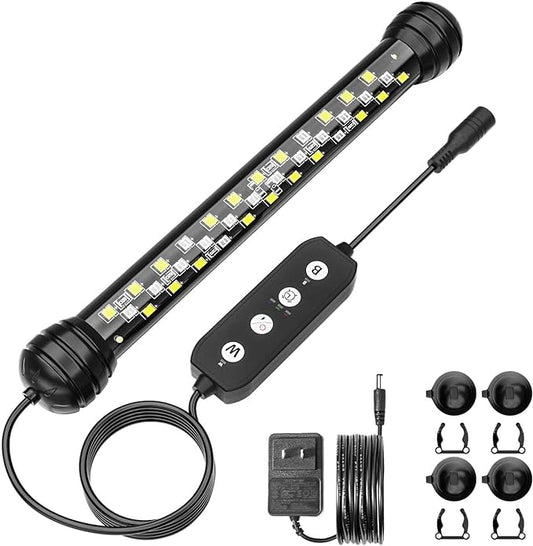 Led Aquarium Light with Timer, Submersible Aquarium Lights for Fish Tank, Fish Tank Light with Auto On/Off, 3 Lighting Modes, Adjustable Brightness (7 inch for 7.8-17inch Planted Tank), 5W
