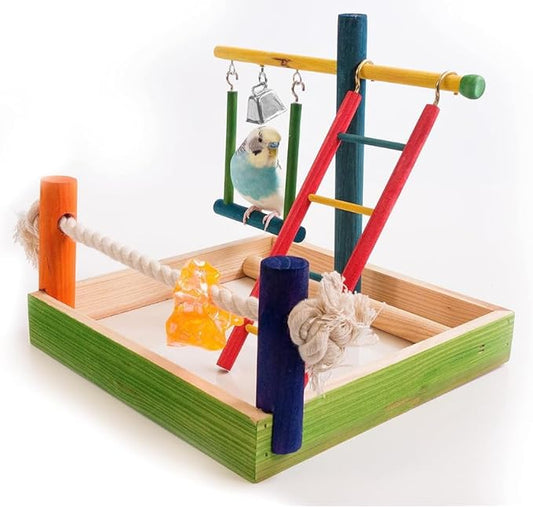 Penn-Plax Bird Life Wooden Playpen – Great for Parakeets, Lovebirds, and Parrotlets – Small
