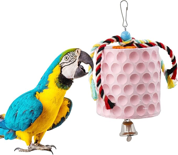 Extra Large Bird Chewing Toy, Parrot Beak Grinding Calcium Stone with Bells, Bird Cage Accessories, Cage Toys for Cockatiel Parakeet Parrot Budgies Rat Hamster Chinchilla Rabbit Bunny African Grey