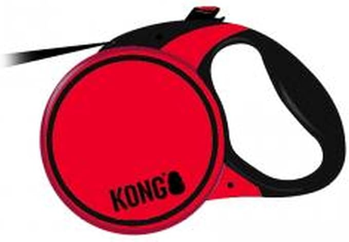 Alcott Kong Terrain Retractable Dog Leash, Medium, Red, 16' Long