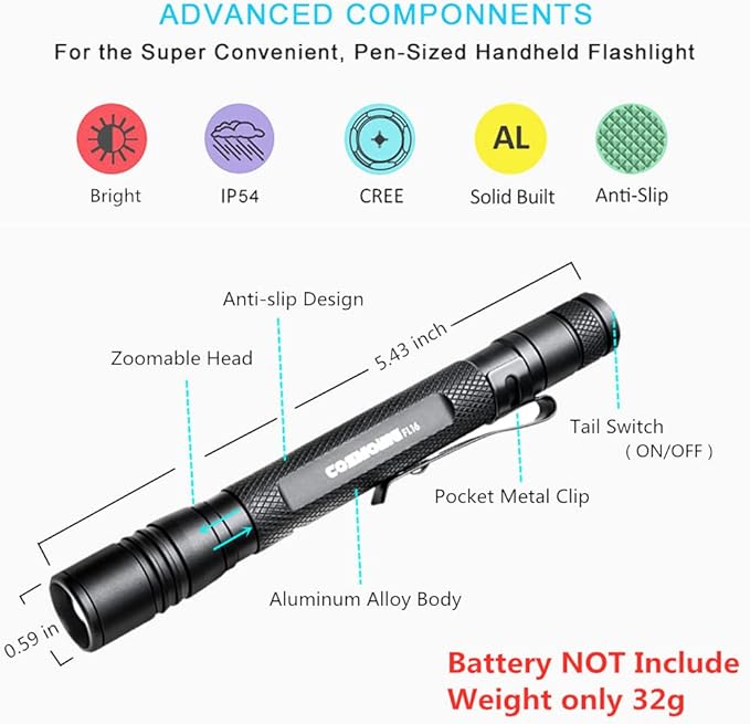 UV Flashlight Pen, LED 395nm Ultraviolet Flashlight, Zoomable Blacklight Flashlight IP54 Waterproof Detector for Pet Urine, Cat Dog Stains, Bed Bug, Household Wardrobe Toilet - 2 Pack